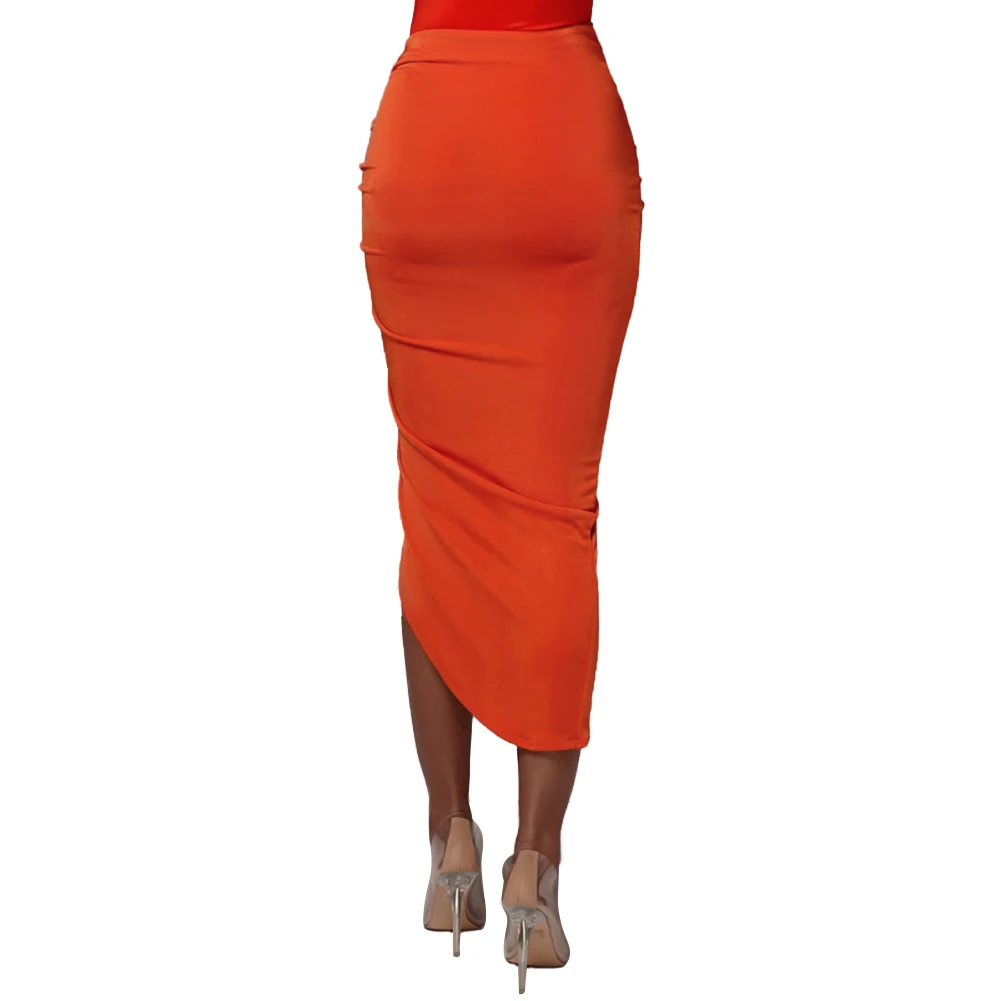 

Sexy Women Solid Draped Drawstring Sheath Skirts High Waist Female Fashion Bodycon Irregular Party Clubwear Skirts Hot Sale