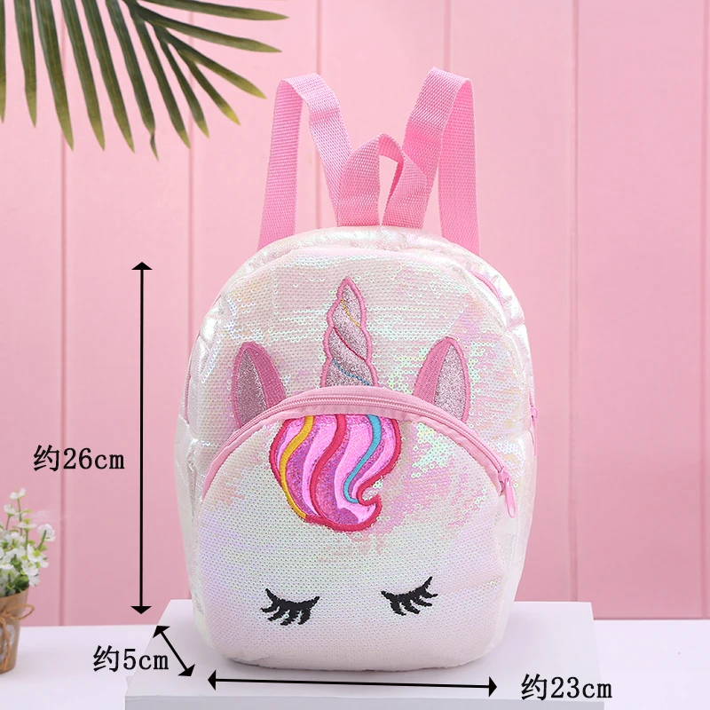 

Bag for Girls Sequined Unicorn Backpack Cute Cartoon Small Women Casual Kids Kindergarten Pink Bag