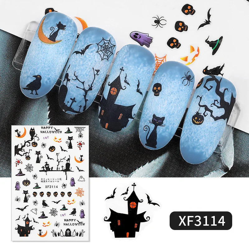 

1 Sheet Halloween Series Nail Sticker Pumpkin Lantern Skeleton Spider Vampire Decals For Nail Art Decals DIY Decoration Tools