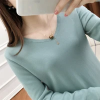 thin sweater women with v neck inside 2020 autumn winter new style loose versatile sweater bottoming top sweet fashionable coat