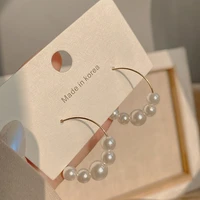 women elegant white pearls round hoop earrings girl birthday party big pearl circle bridal earrings for wedding fashion jewelry