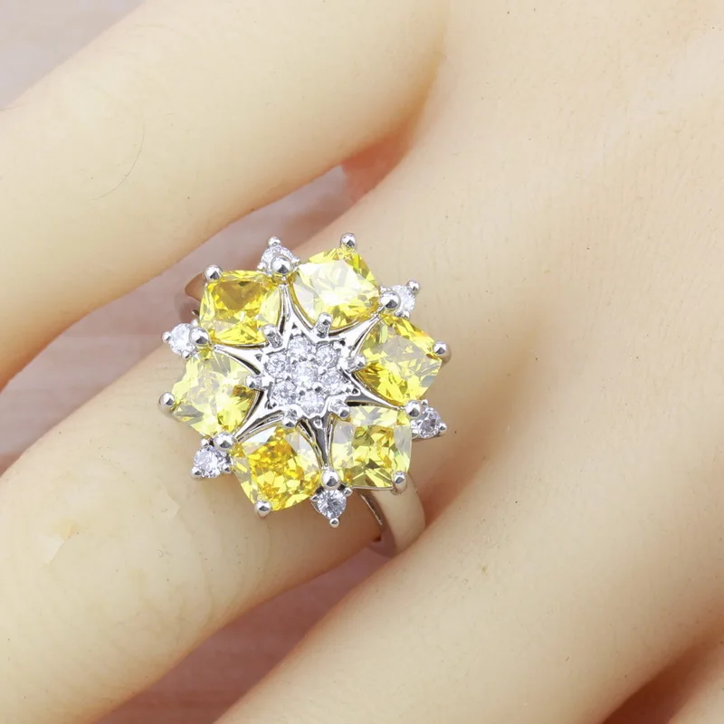 Великолепный винтажный стиль натуральный желтый камень CZ Ювелирные наборы