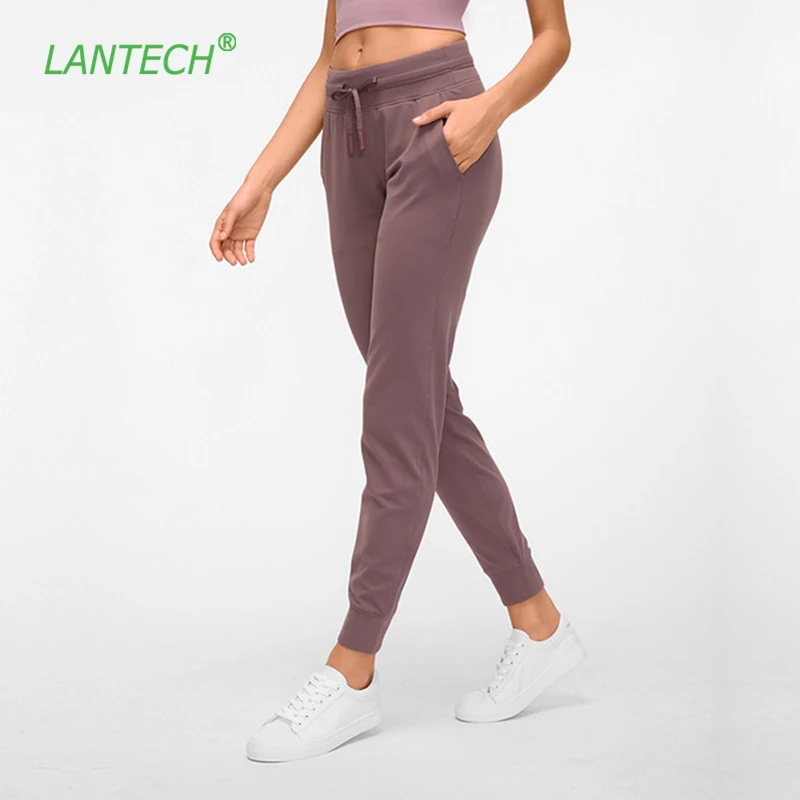 LANTECH Женская нежная ткань для тренировки спортивные штаны для бега Талия Спортивная одежда шнурок для бега, фитнеса спортивные штаны для бега карман