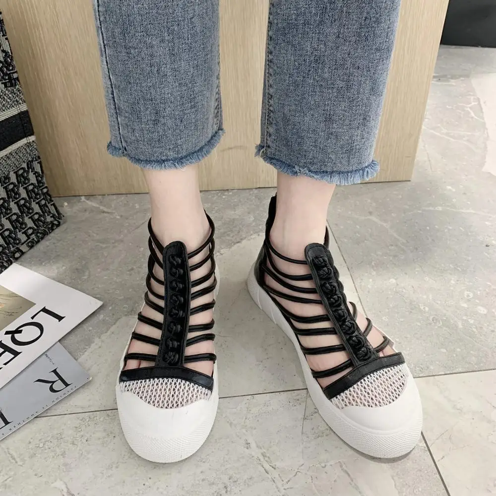 

Summer 2020 new wild Baotou fashion simple student sandals high top zipper solid color Roman shoes beach shoes Z828