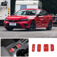 for 2022 honda civic11th stainless steel red car center console gear panel button button cover sticker car interior accessories