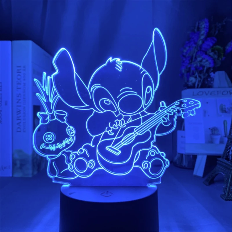 Lampe de Table LED 3D à point de dessin animé  panneau acrylique  câble USB  changement de couleur