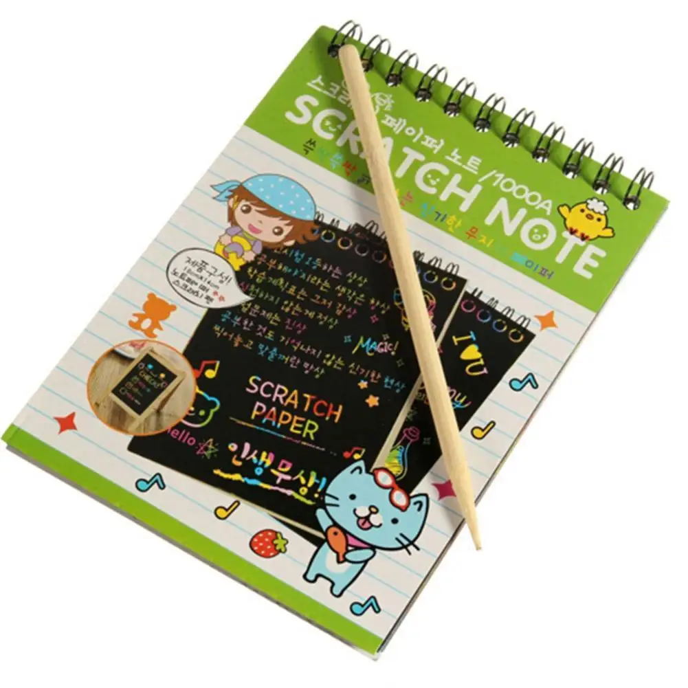 

1 Book 8 Sheets Kids Painting Set Scratch Paper Colorful Art B7B3 Paper Toys Painting Scratch Drawing Stick Baby T3Y6