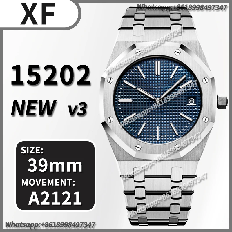 

Men's Automatic Mechanical Watch Royal 15202 XF 316L Stainless Steel Strap 2121 Movement V3 Best Edition 1:1 AAA watch replica