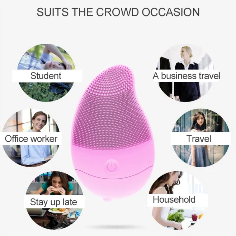 

Electric Facial Cleanser Deep Cleaning Brush Waterproof Silicone Face Cleaner Brush Mango Massager Skin Care Tools For Travel