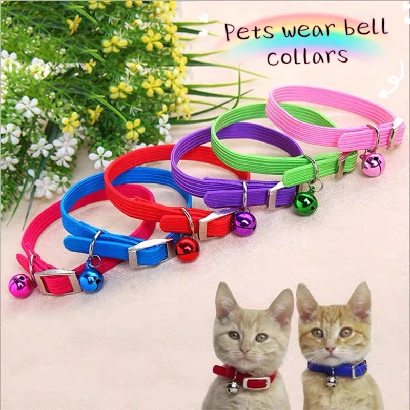 

New Elastic Pet Cat Dog Collars With Bells Cute Accessories Suitable For Dogs Necklaces Pet Accessories Pet Supplies Accessories