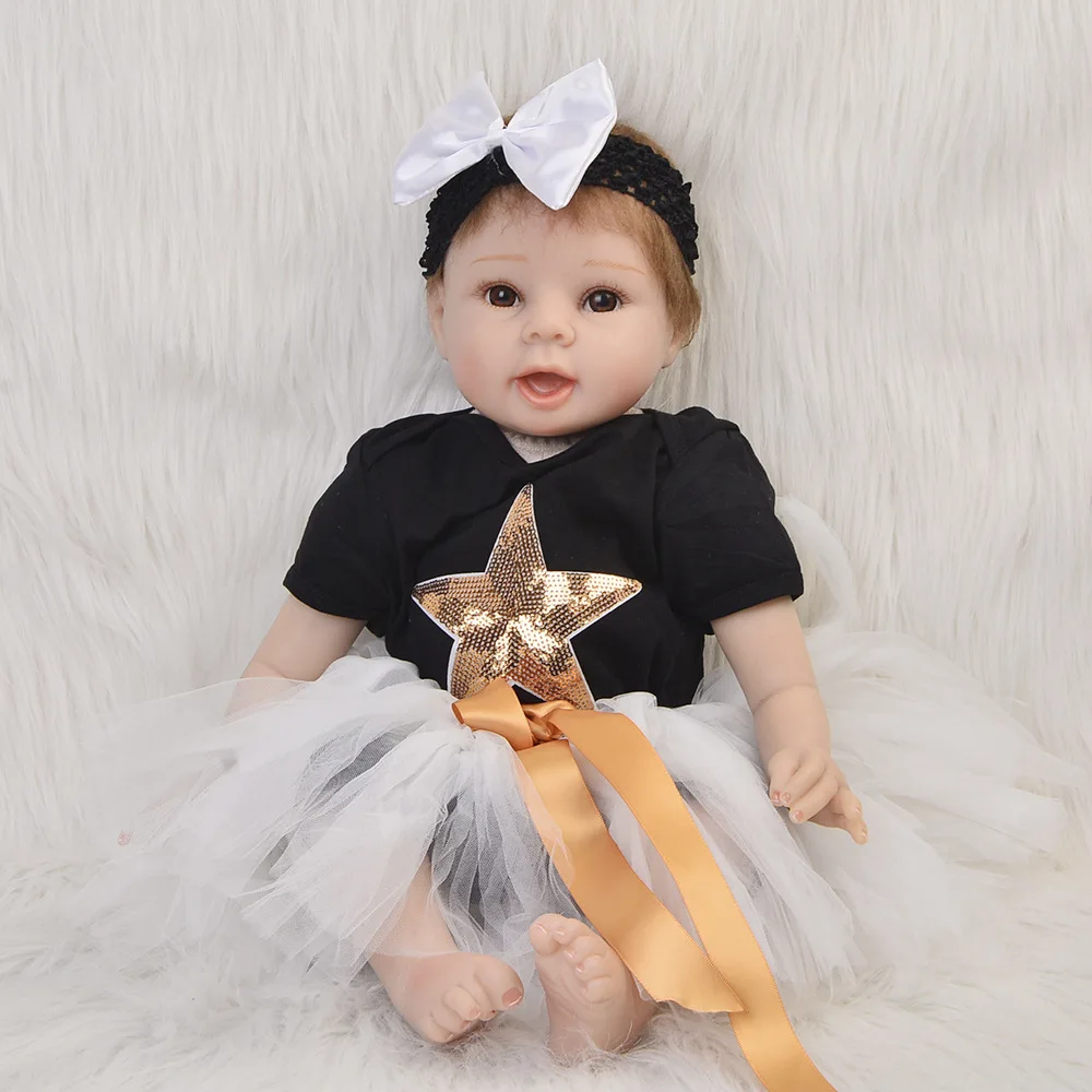 

KEIUMI Lovely Reborn Baby Menina 22" Realistic Princess Soft Silicone Reborn Baby Dolls 55cm DIY toy For kids Gift