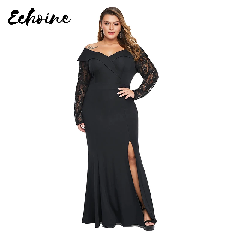 Женское вечернее платье с открытыми плечами разрезом сбоку|Женские платья| |