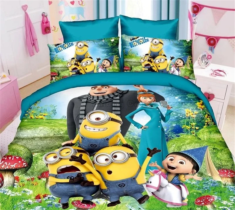 Домашний текстиль, милый 3d комплект постельного белья с миньонами, мультяшный персонаж, постельное белье для детей, подарок для мальчиков и девочек, набор пододеяльников