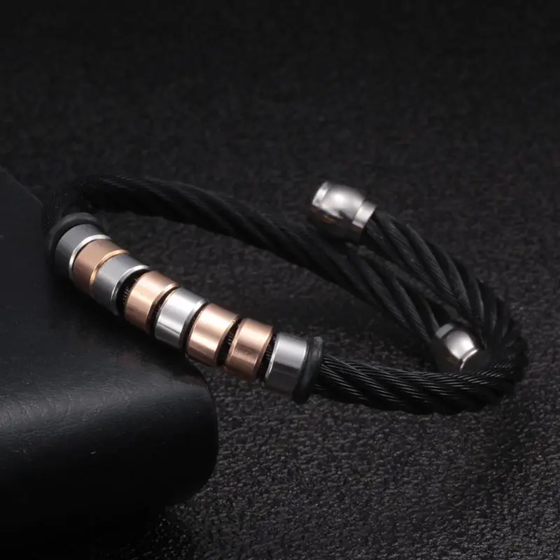 

Simple Men Women Sporty Open Cuff Bangles Classic String Stainless Steel Chain Link Charm Bracelets Jewelry