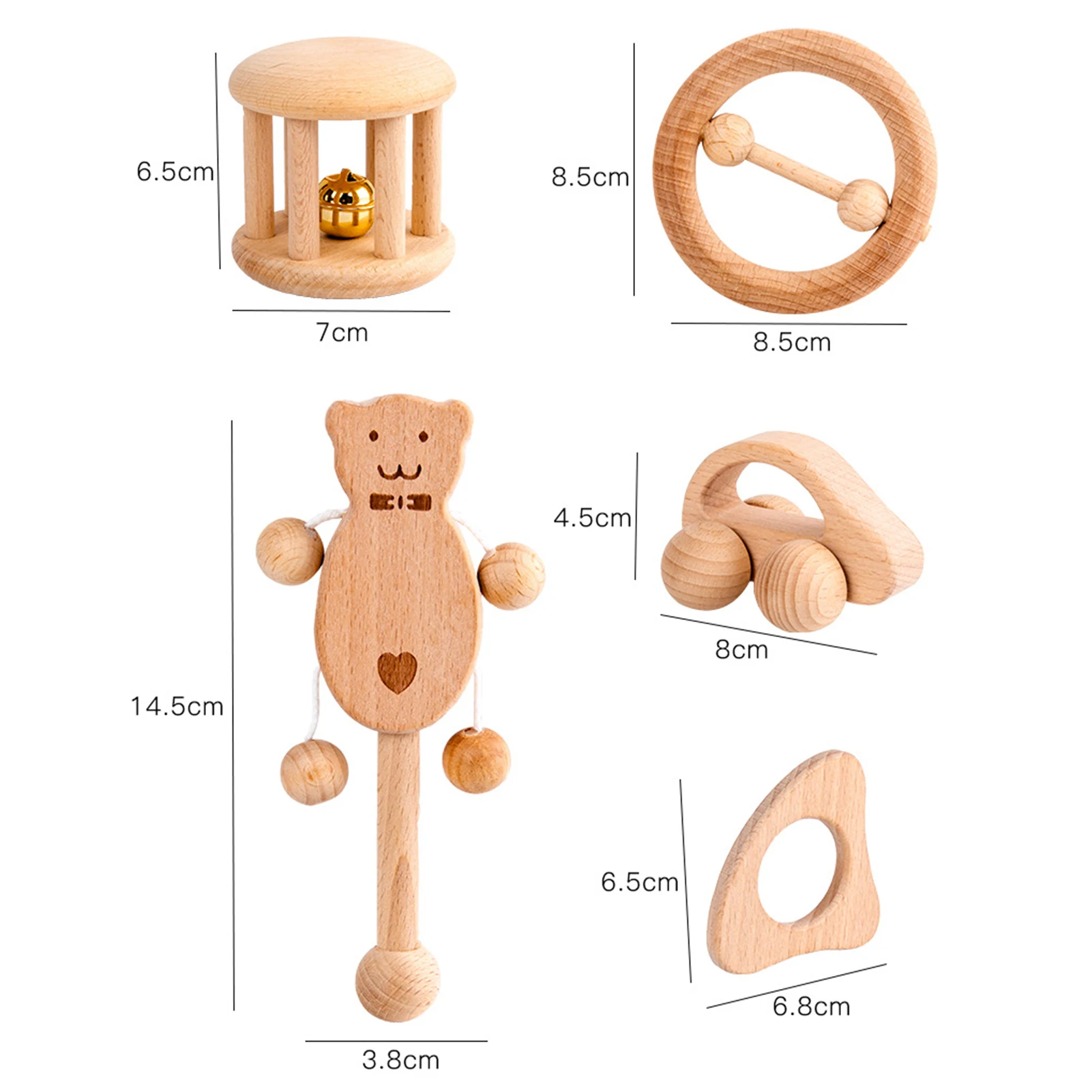 

Puzzle Baby Toy Wooden Dog Car Shape Teether Bell Rattles Handle Children Gift Kids Educational Toys for Children Gifts