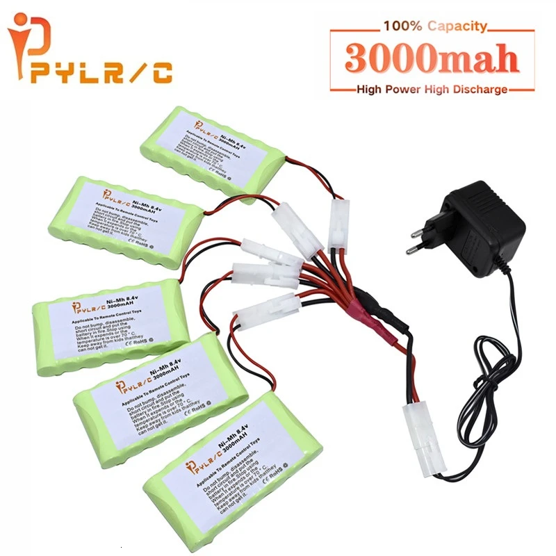 

With Tamiya 2P Plug 8.4v 3000mah Ni-MH Battery And Charger For Rc toys Car Tank Robot Gun Boat AA 8.4v Rechargeable Battery Pack