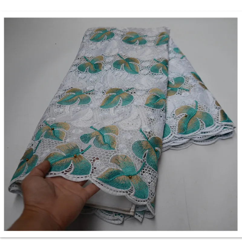 

5 ярдов, африканская Водорастворимая кружевная ткань, хорошее качество, гипюр из бисера, кружевная ткань для женского вечернего платья PS3052