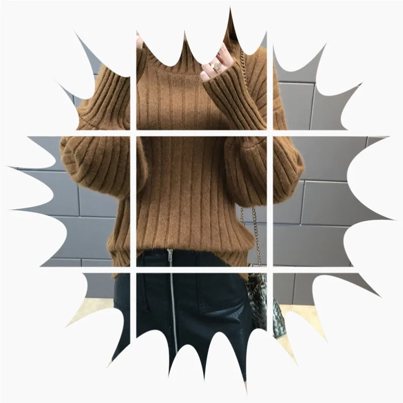 

Knitting sweater female 2019 new style fashion half a turtleneck sweater female sell like hot cakes