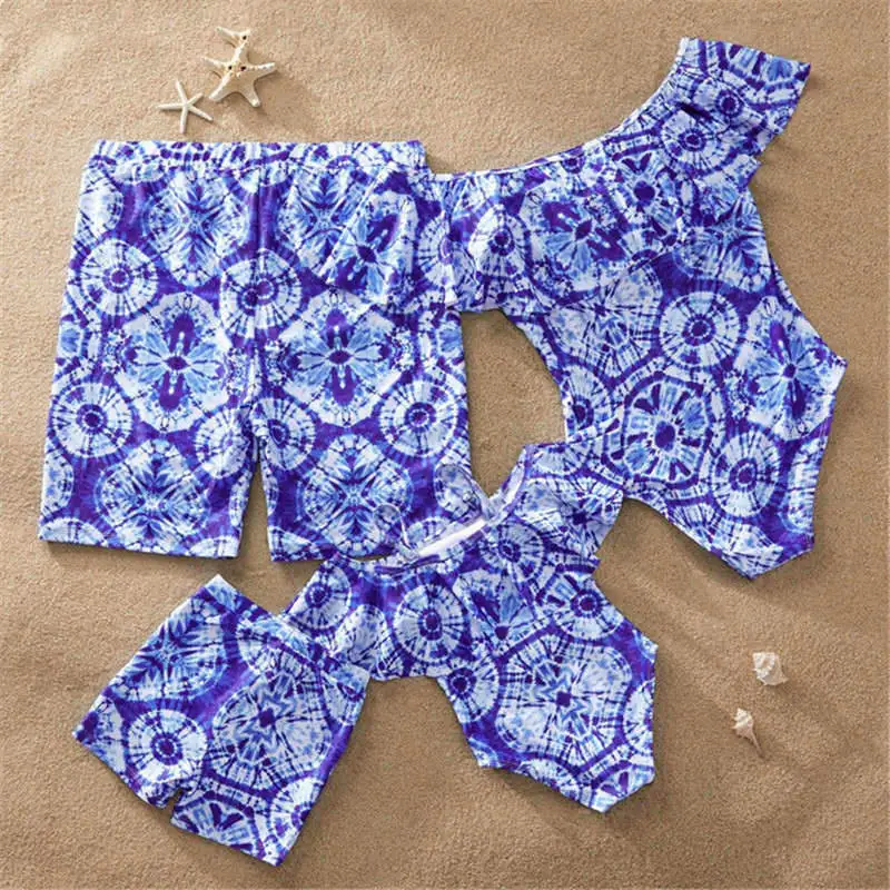 C0387 Color 9 Одинаковые купальники для всей семьи, летний купальный костюм в синюю полоску для мамы и дочки, купальные комплекты бикини, шорты для пляжа, для мужчин и мальчиков, C0387 - Цвет: C0387 Color 9