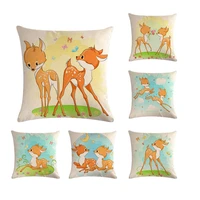 cute starry sky cartoon deer baby girl room decoration throw pillow case cotton linen cute cushion cover for boys