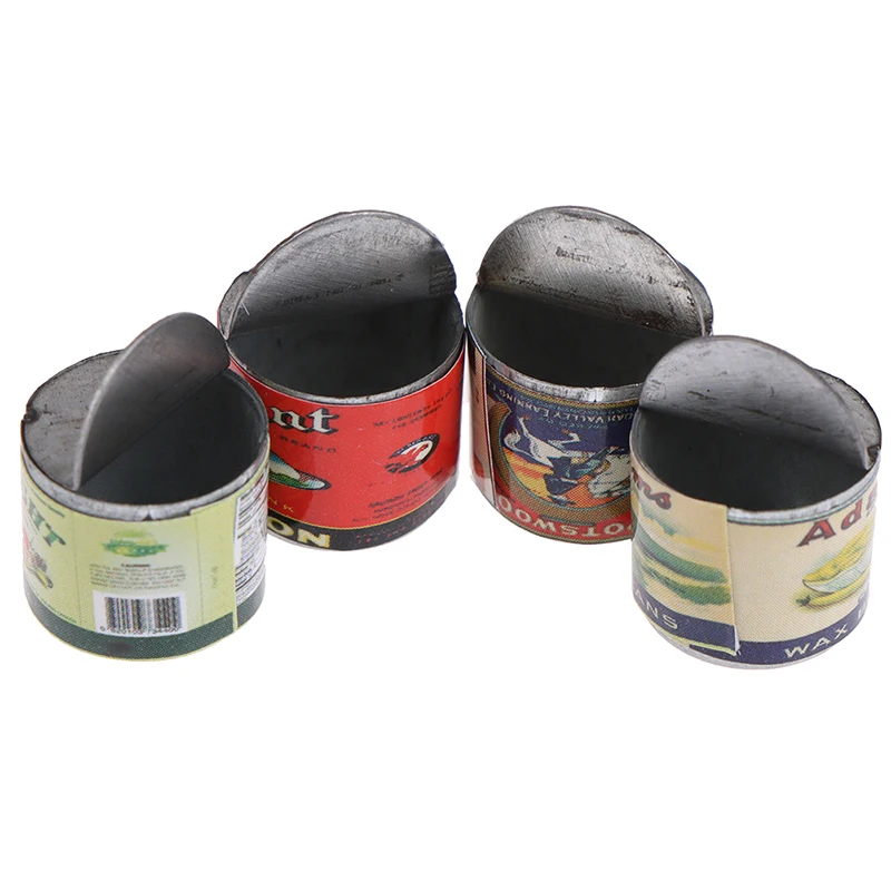 

4pcs Kids Pretend Play Toy Different label Dollhouse Miniature Can Fruit Jam Can Toy Doll Food Kitchen Living Room Accessories