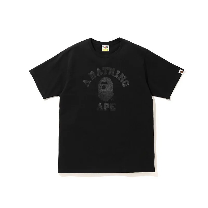 

Bape Ape Head Natural Color Letter Printing Men And Women Pure Cotton Short-Sleeved T-Shirt Summer
