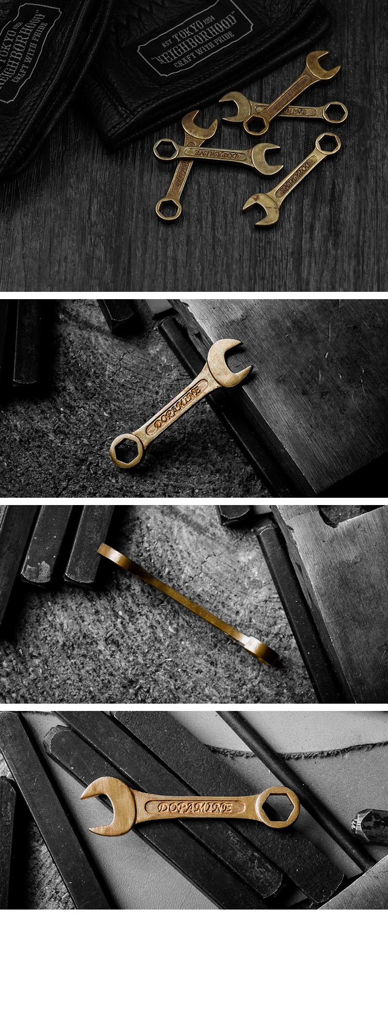 Coppertist. wu Античная бронза брелок кольцо сплав гаечный ключ в форме гаечного ключа кулон брелок Автомобильная сумка повесить Ретро орнамент