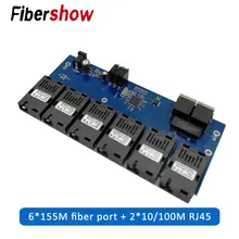 10/100 м Быстрый Ethernet-коммутатор конвертер 20 км Ethernet волоконно-оптический медиа конвертер одиночный режим 2* RJ45 и 6* SC волокно Порты и разъёмы PCBA