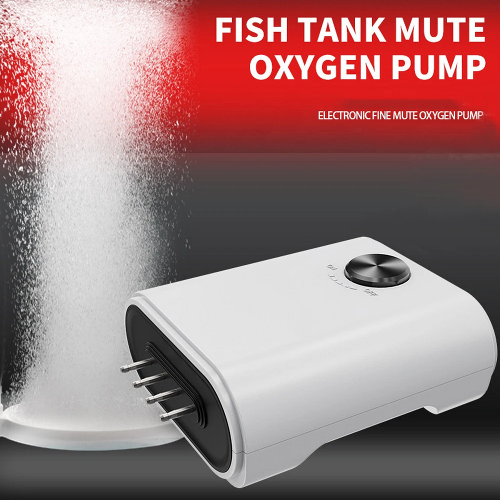 

Ultra-quiet Aquarium Air Pump 8W Air Compressor 4 Outlets for Air Stone To Increase Oxygen Black Pump Air Fish Tank Aquarium