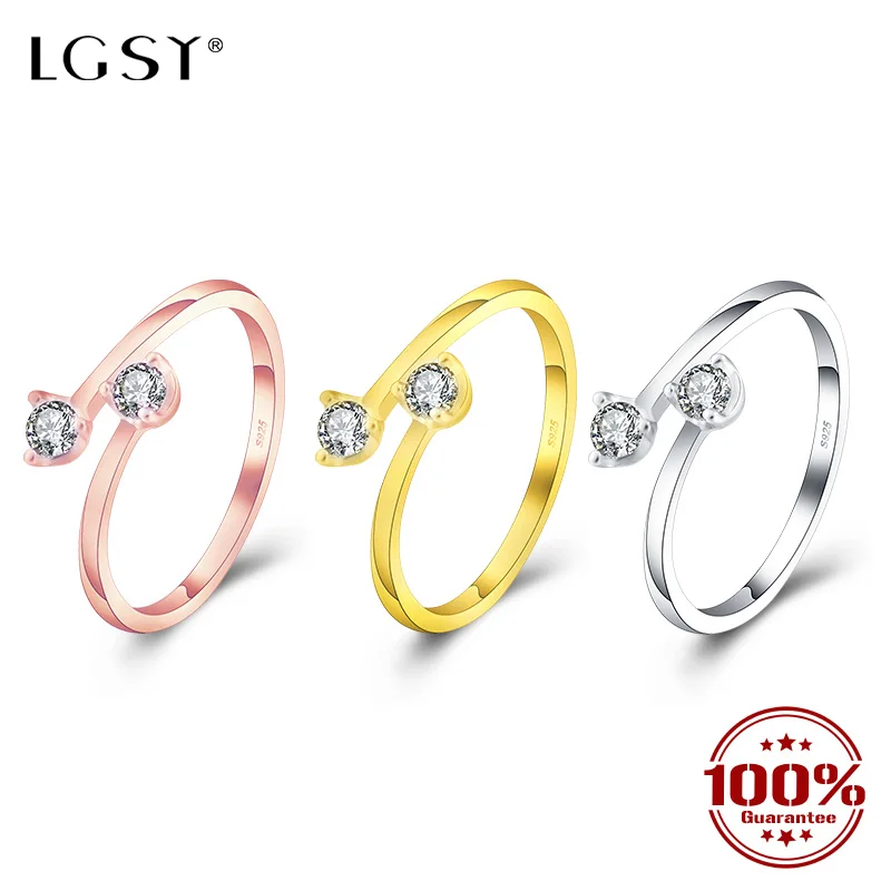 

LGSY 925 Sterling Silver Rings Open Rings Adjustable Size Fine Jewelry Romantic Party Ring Fashion Jewelry Round Rings DR2006