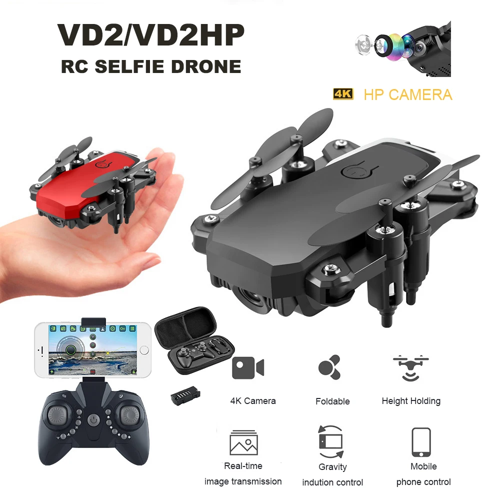 D2 радиоуправляемые вертолеты мини Дрон 2 4G FPV 1080P HD камера светодиодный фонарь для