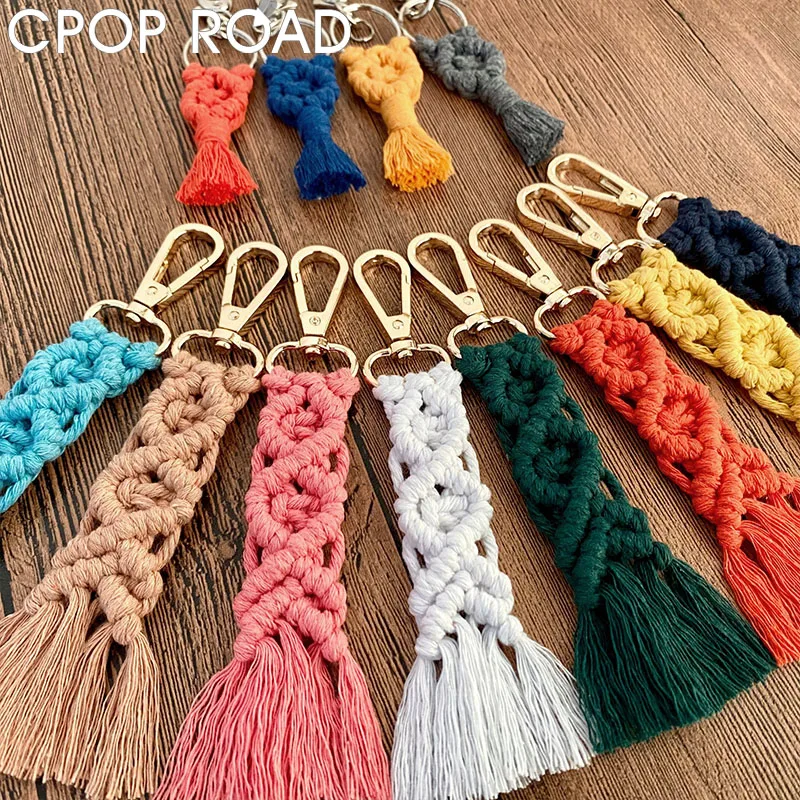 Cpop HHandmade Цветы брелок для ключей с кисточкой для женщин Цвет богемный Сумочка макраме Ключ Цепочки, аксессуары подружки невесты ювелирные изделия подарок