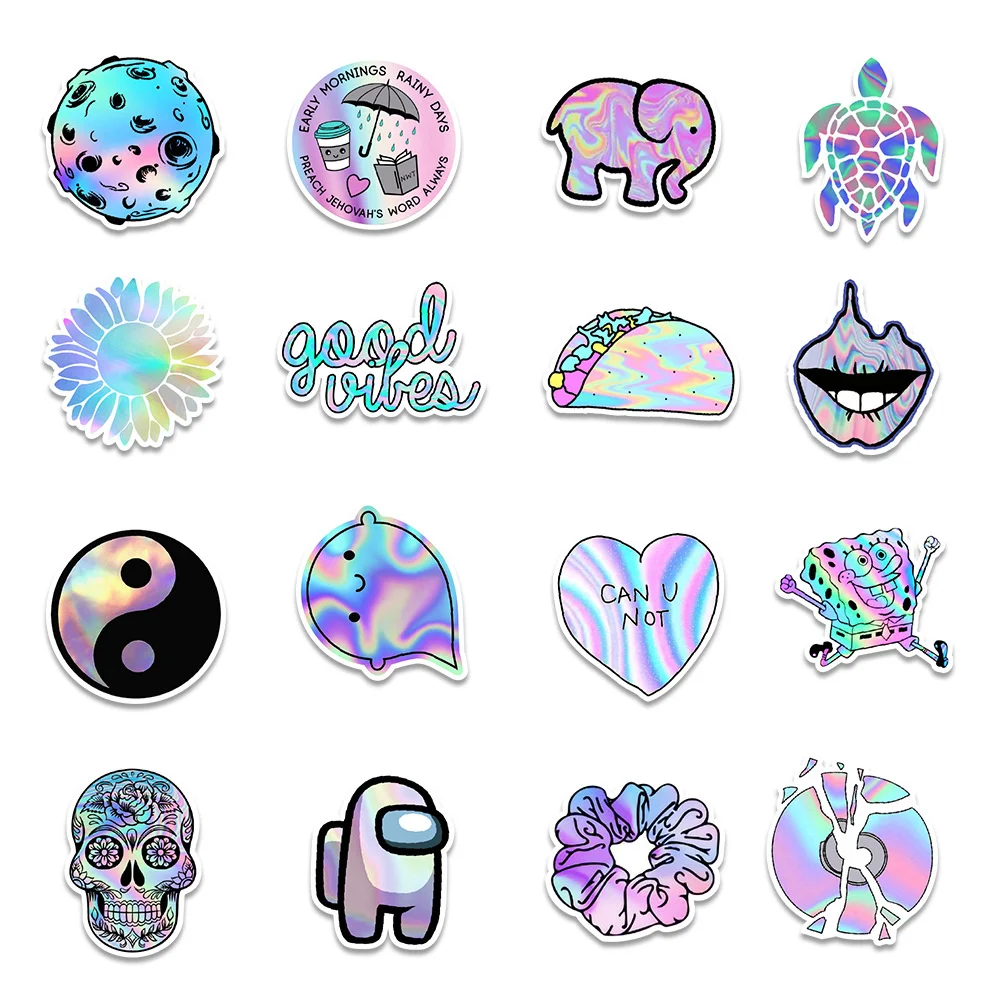 103050pcs new holographic graffiti stickers trolley case skateboard mobile phone decorative stickers wholesale free global shipping