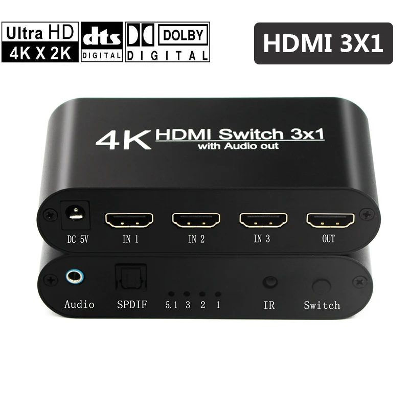 4K x 2K три hdmi-hdmi аудио экстрактор+ оптический TOSLINK SPDIF+ 3,5 мм стерео аудио экстрактор конвертер HDMI аудио сплиттер