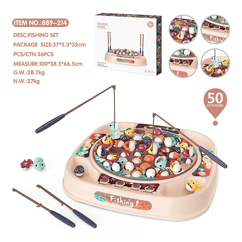 

Children Electric Rotating Music Light Parent-Child Interaction Toy Kid Play House Toy Simulation Baby Fishing Toy For Baby Gift