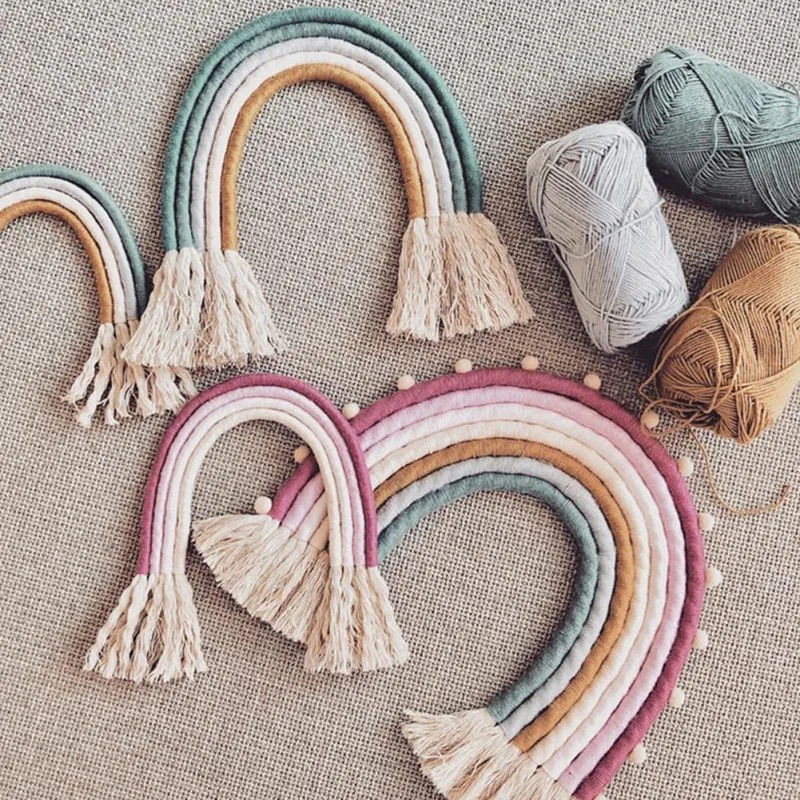 Веревка сделай сам радужная подвеска ручной работы Тканое украшение в