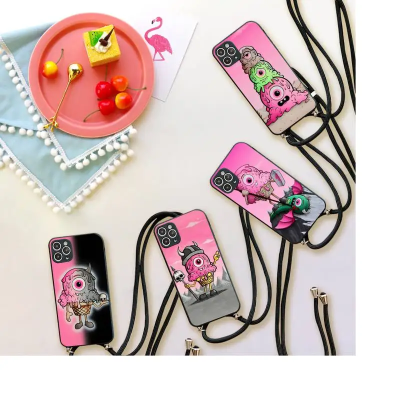

Aesthetic BUFF MONSTER Eye Phone Case For iPhone 7 8 11 12 X XS XR MINI Pro Max Plus Strap Cord Chain Lanyard soft