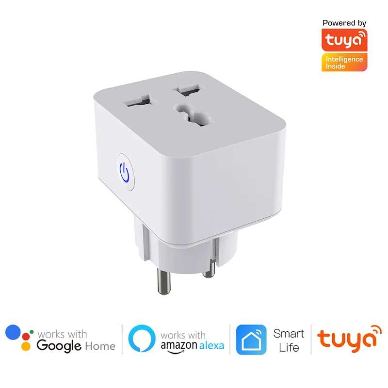 

EU Socket 15A 3840W Wifi bluetooth Smart Life APP Work Wireless Plug Voice Control Appliances Remote for Alexa Google Home