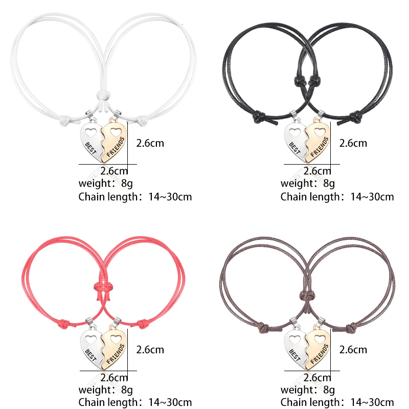 

New 2 Pieces / Set Charm Best Friends Bracelet Girl Heart Shaped Hollow Bracelet Bff Forever Jewelry Gift