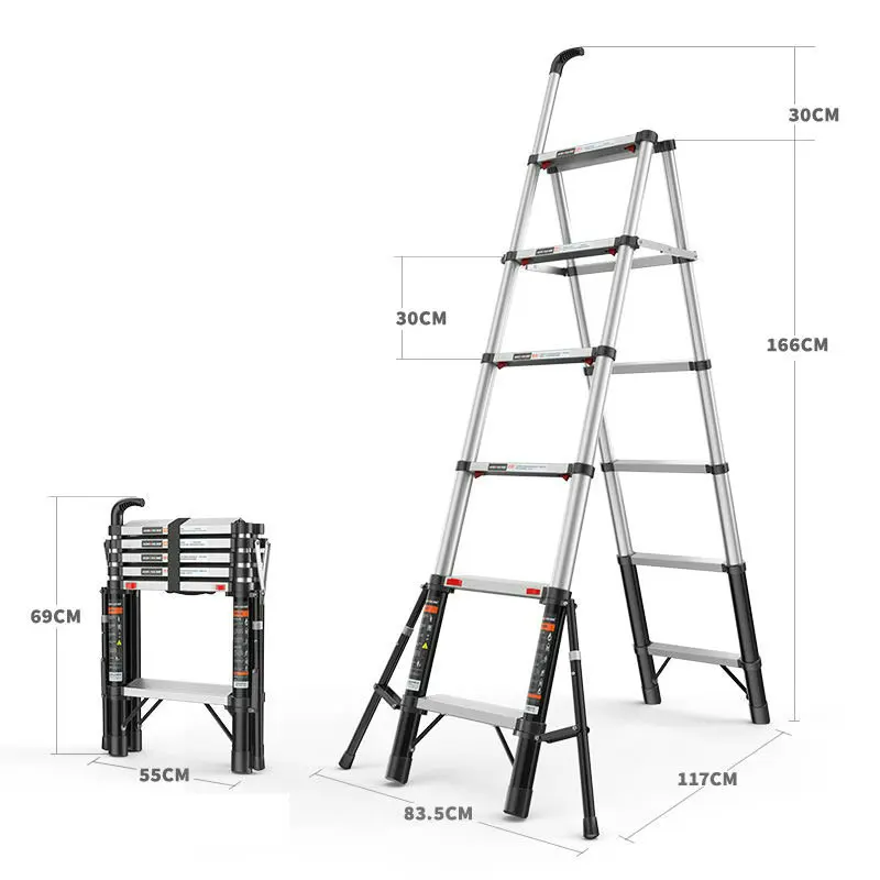

Многофункциональная антинаклонная телескопическая лестница из алюминиевого сплава, 1,96 м, складная лестница в елочку, усиленная Инженерная...