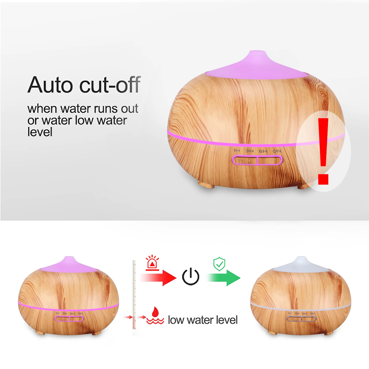 

DOZOKA 400ml Aromatherapy Humidifier Office Wood Grain Air Spray Mini Ultrasonic Colorful Aromatherapy Lamp Home