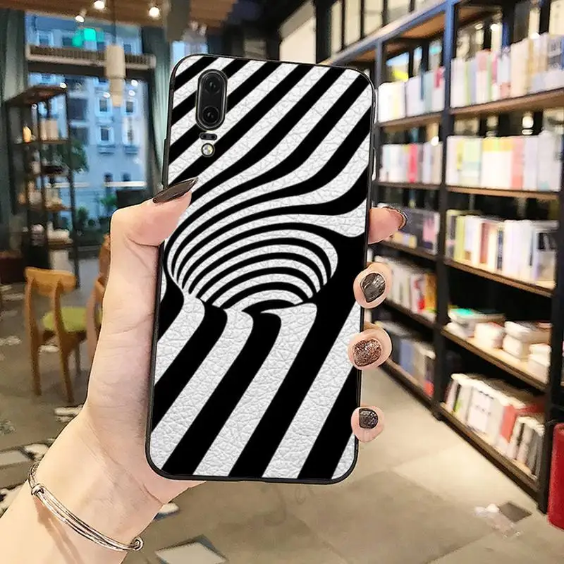 

black and white Psychedelic trippy art pattern Phone Case For Huawei honor Mate P 10 20 30 40 Pro 10i 9 10 20 8 x Lite