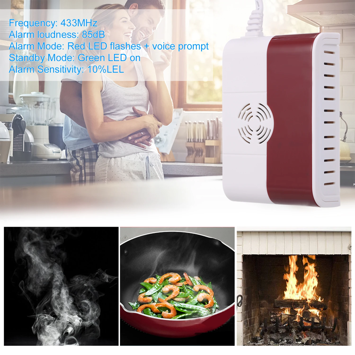 Беспроводной детектор горючих газов 433 МГц датчик Природного сжиженного