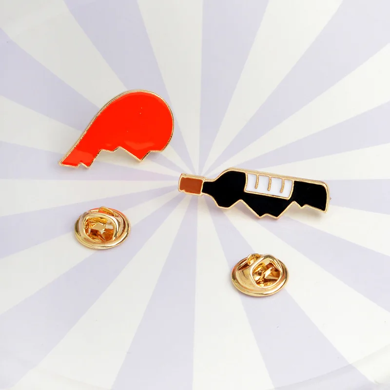 Cartoon Love Wine Stitching Alloy Brooch for Woman Badge Collar Shirt Enamel Pin Brooches Men Metal Jewelry Accesorios | Украшения и