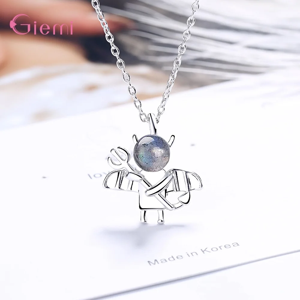 Ювелирные изделия из стерлингового серебра 925 пробы с лунным камнем и кристаллом