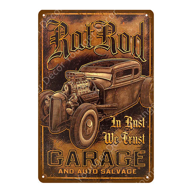 Hot Rod моторное масло металлические знаки папа гаражный Декор Автомобиль мотоциклы табличка для бара паба домашняя декоративная тарелка винтажный художественный плакат YI-054 - Цвет: YD4441I