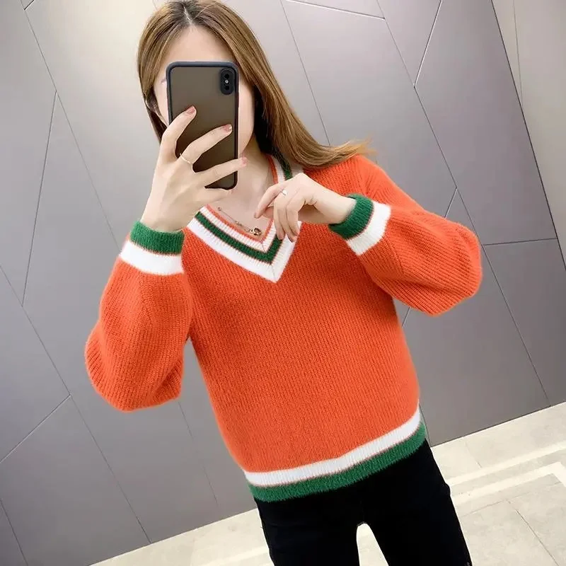 

2021 new style sexy deep V-neck sweater women pullover casual slim bottoming sweater women elastic cotton long-sleeved top