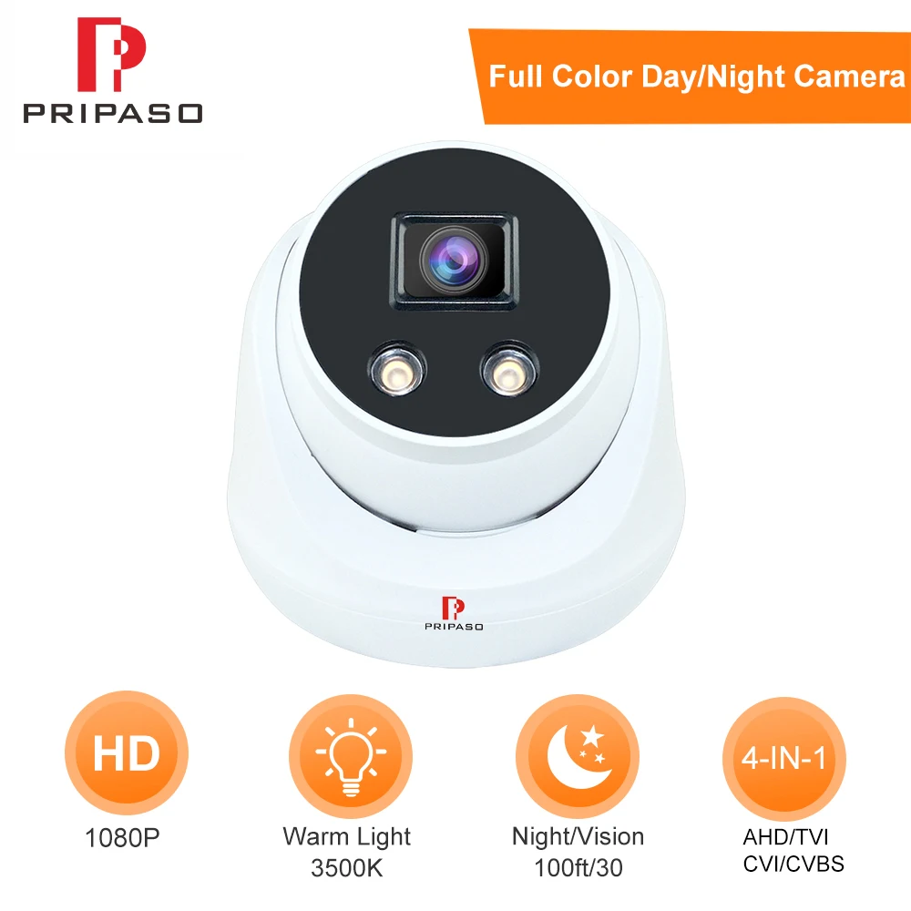 

Камера ночного видения с теплым светом, 1080 МП, 4 в 1, TVI/AHD/CVI P