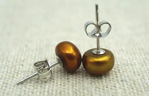 

Unique Design AA 8mm Copper Pearl Earring S925 Sterling Silver Stud Fine Jewelry Wedding Bridesmaids Party Woman Gift