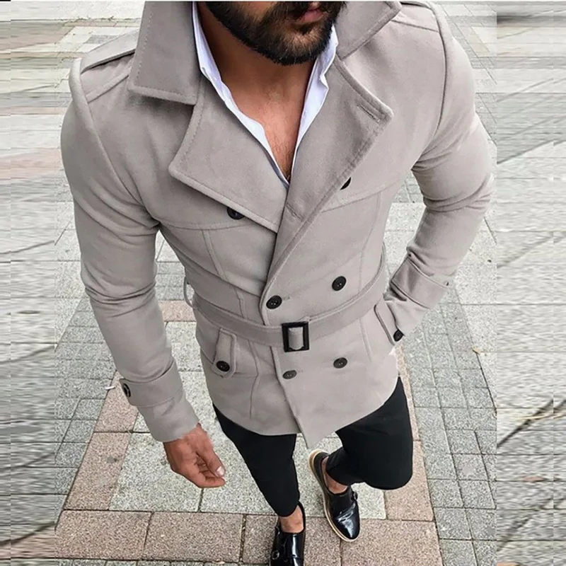 

2021 Nieuwe Jas Heren Mode Slim Fit Lange Mouw Pak Top Windjack Trenchcoat Mannen Herfst Winter Warm Button jas